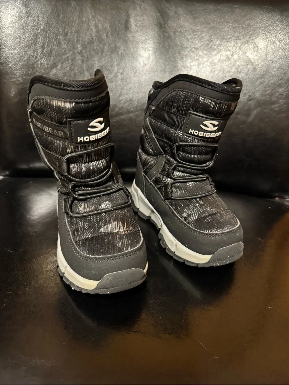 HOBIBEAR Kids Winter Snow Boots Waterproof Outdoor Warm Faux Fur Black  size 2